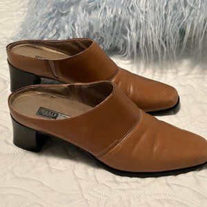 MUNRO American Camel Tan Leather Mules Slip-Ons Booties Size 9 N